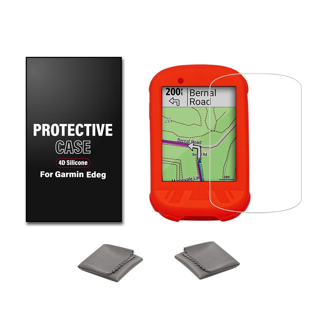 Dependable Bicycle Stopwatch Protector Set with Removable Silicone Case and Tempered Film Red / Green / Black / Orange