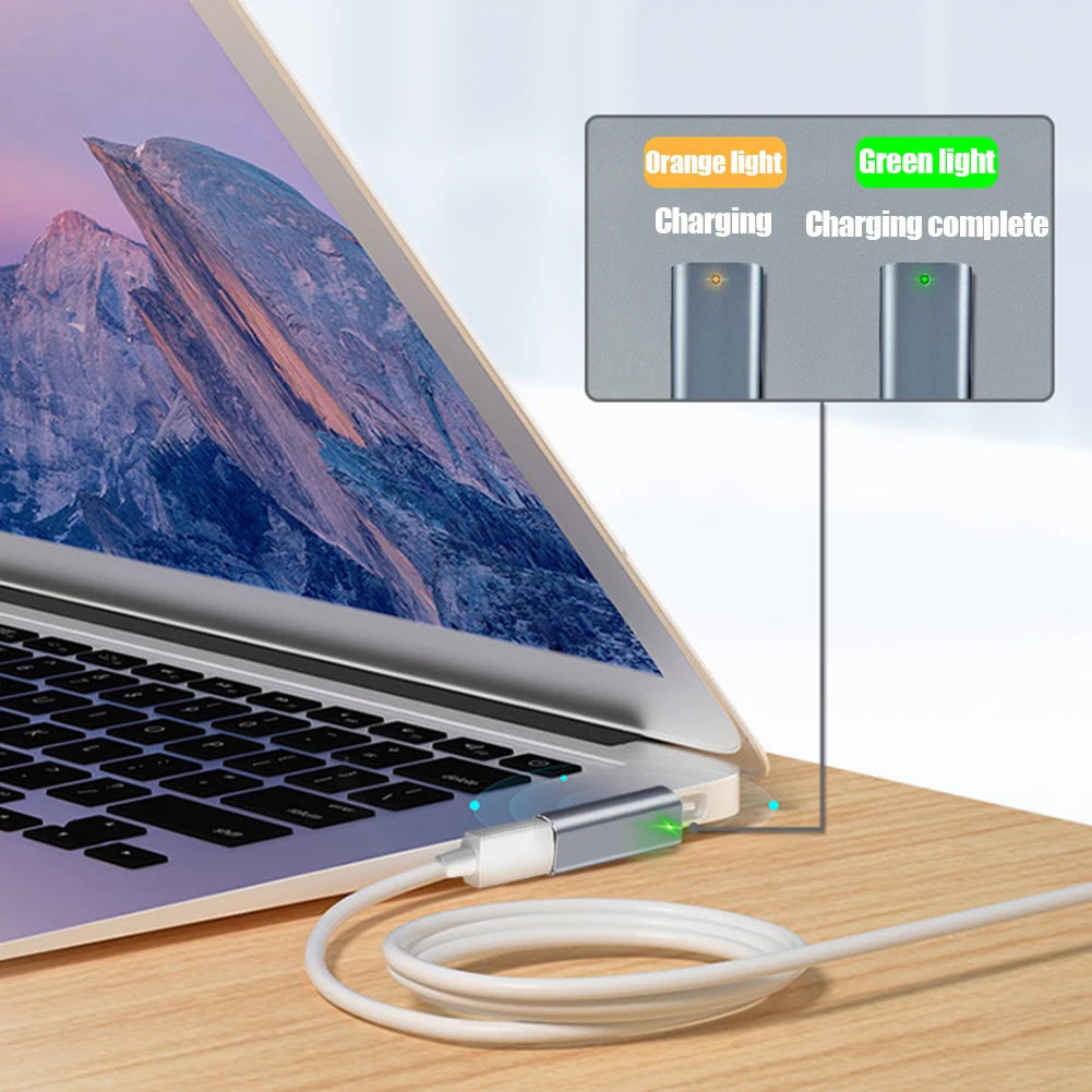 Adaptador magnético USB tipo C PD, Conector de carga rápida de datos para MacBook Air/Pro