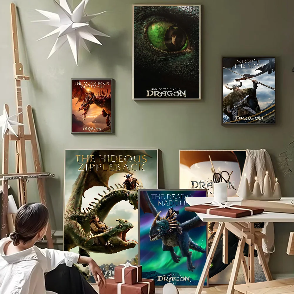 Film How To Train Your Dragon Poster Zelfklevend Classic Vintage Posters Decoracion Wall Art White Kraft Paper Kawaii Room Decor