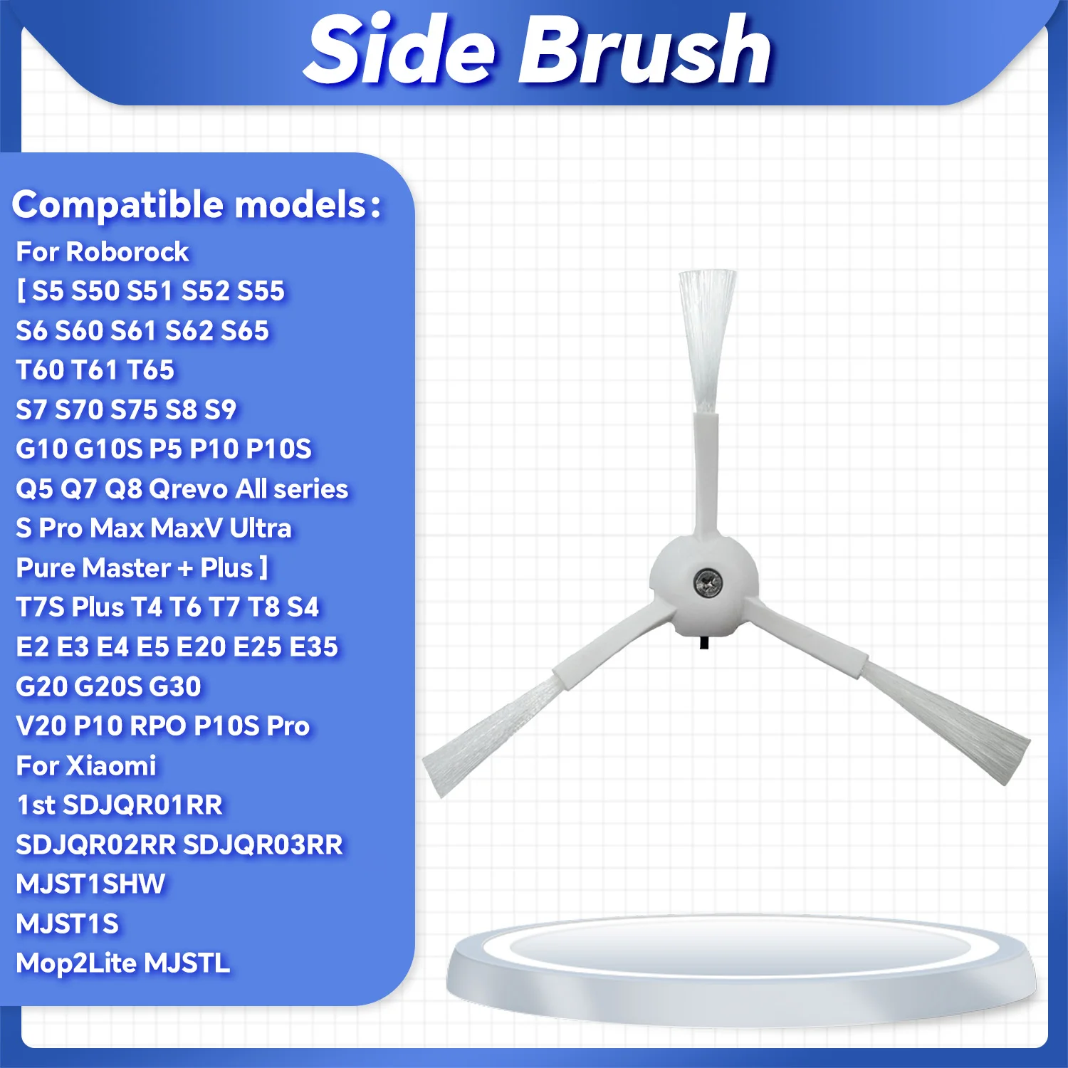 Side Brush for Roborock [ S5 S50 S51 S52 S55 S6 S60 S610 S62 Qrevo All series S Pro Max MaxV Ultra Pure Master + Plus ] Parts