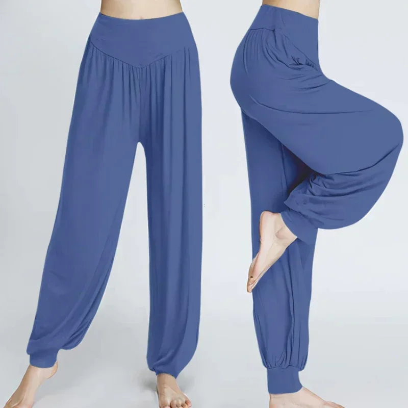 Women Elastic Loose Cotton Yoga Pants Soft Breathable Casual Dance Joggers High Waist Stretch Workout Sports Trousers 1 Piece