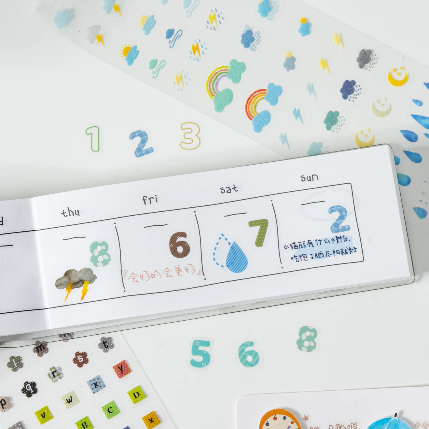Vintage Colorful Number Letter Landscape PET Sticker Book Creative DIY Journal Material Collage Scrapbooking Stationery