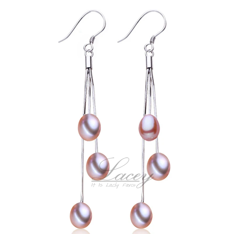 Real Freshwater pearl earrings for women,natural long pearl earrings jewelry 925 sterling silver tassel earrings