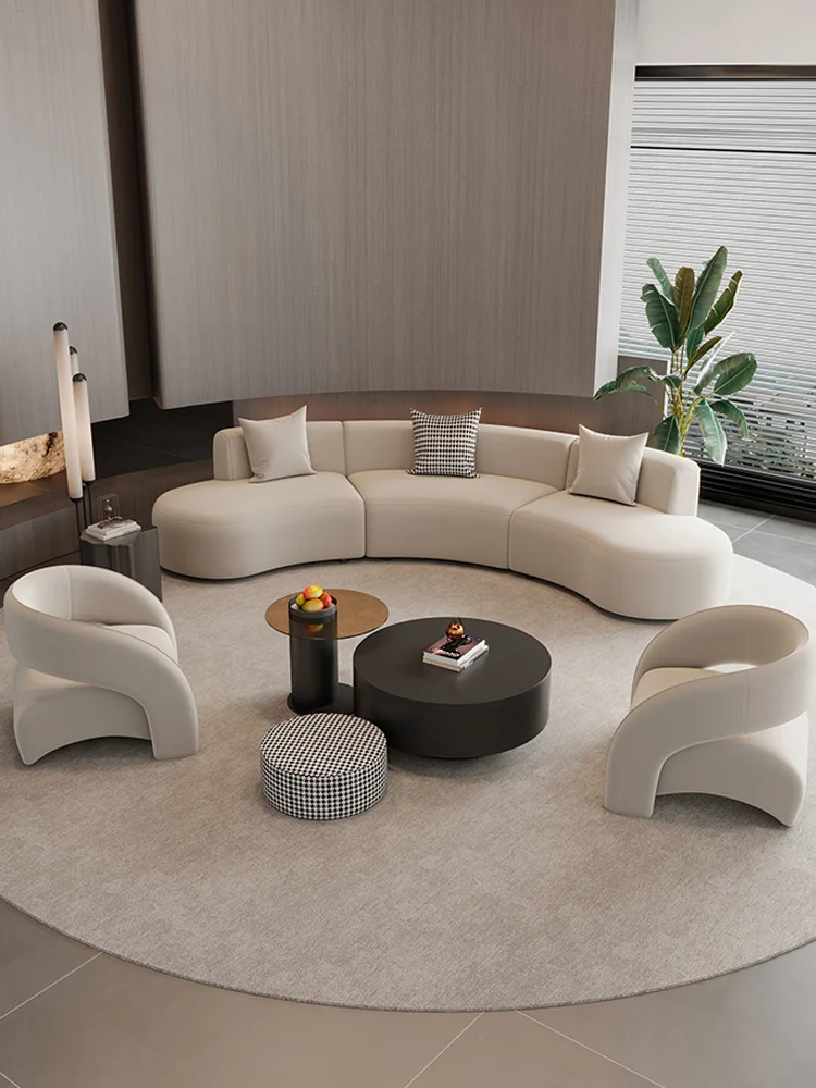 Library Tube Lending Room Lounge Sofa Coffee Table Set Lounge Area Clubhouse Parlor Corner Curved Reception