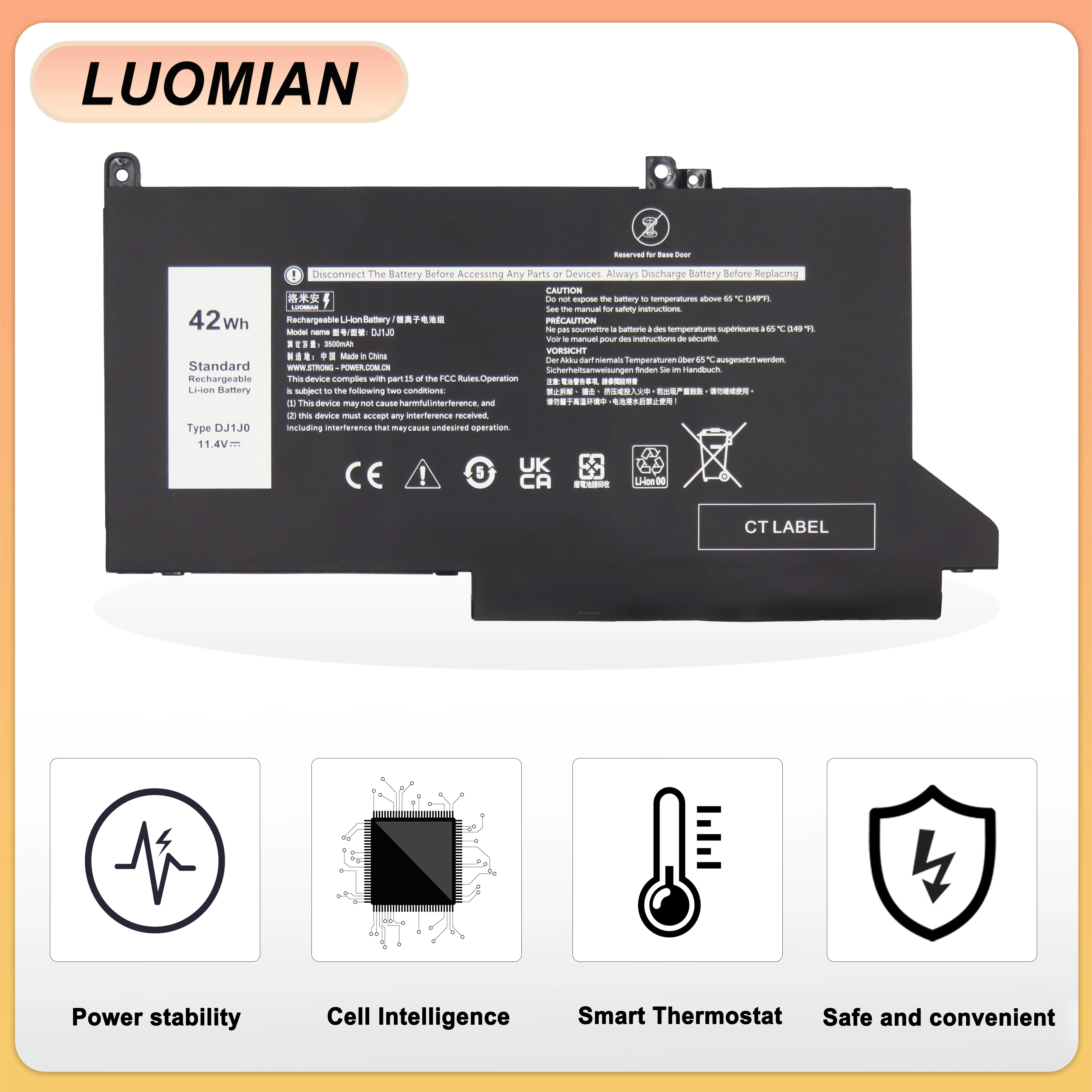 LUOMIAN DJ1J0 Laptop Battery for Dell Latitude 12 7280 7290 E7280 E7290 13 7380 7390 E7380 E7390 14 7480 7490 E7480 E7490 Series