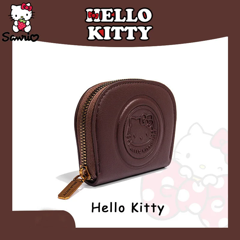 Kawaii Sanrio Hello Kitty Coin Purse Retro Card Bag Fashion Zipper Id Bag Storage Bag Carrying Mini Wallet Women Gift Girl Toy