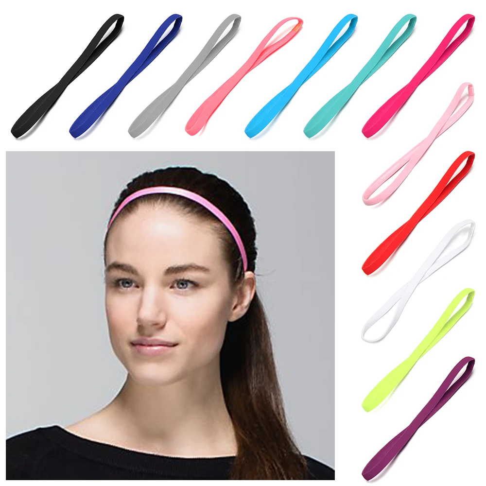 1PC Yoga Hair Bands Candy Color Women Men Sports Headband Girls Sport Anti-slip Elastic Rubber Sweatband Football Running