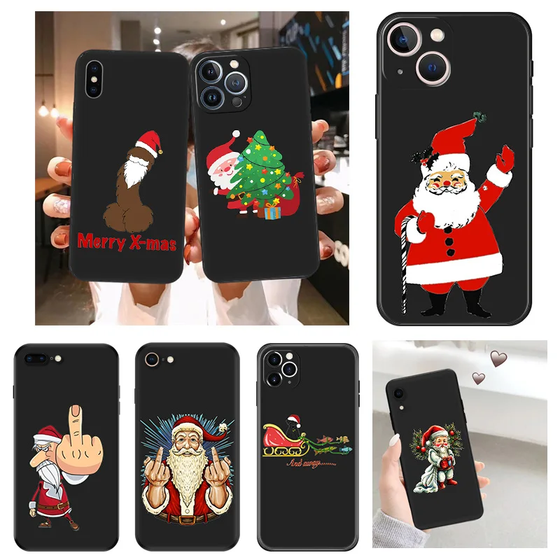 Anti-Drop Soft Phone Case For iphone 16Plus 11 12 13 Mini 14 15 16 Pro XS Max XR 7 8Plus 16Pro Merry Christmas Santa Claus Cover