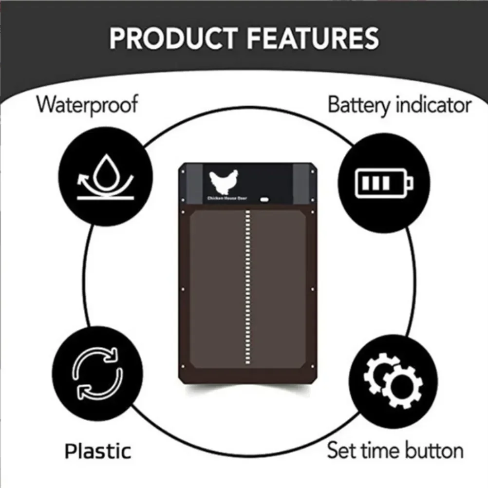 Automatic Chicken Coop Door Light Perception Induction Electric Automatic Opening&Closing Coop Door Farm Management Tool