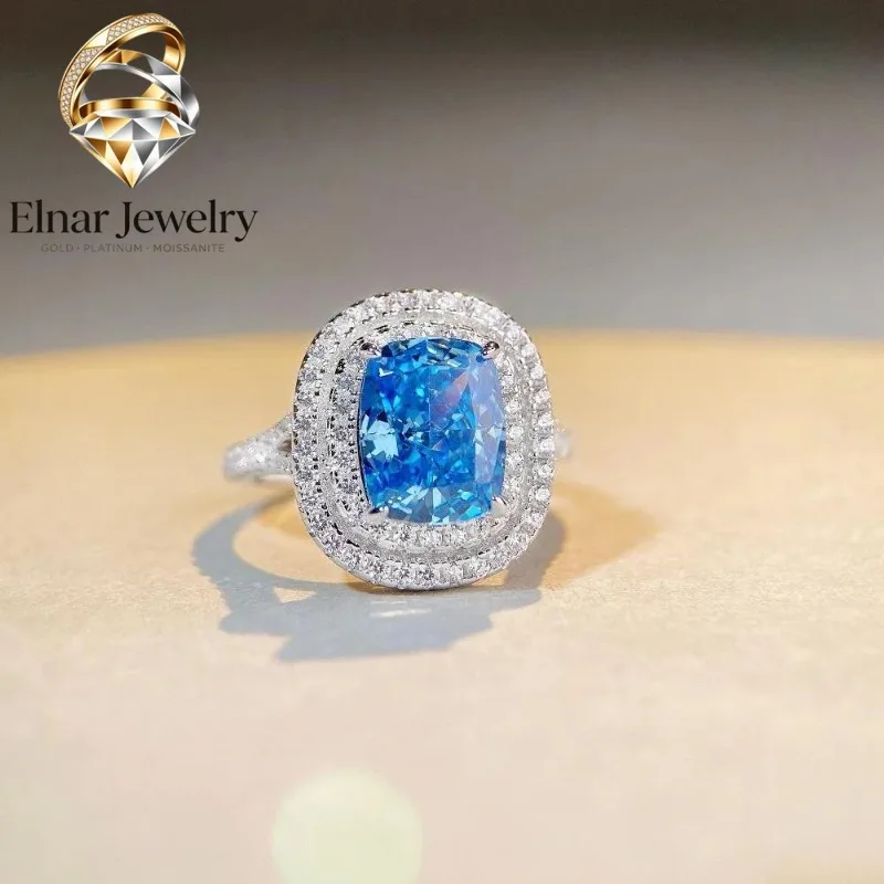 

Elnar Jewelry Luxury Solid Platinum PT950 Women's Ins Princess Oval 4 karat Moissanite Diamond Ring