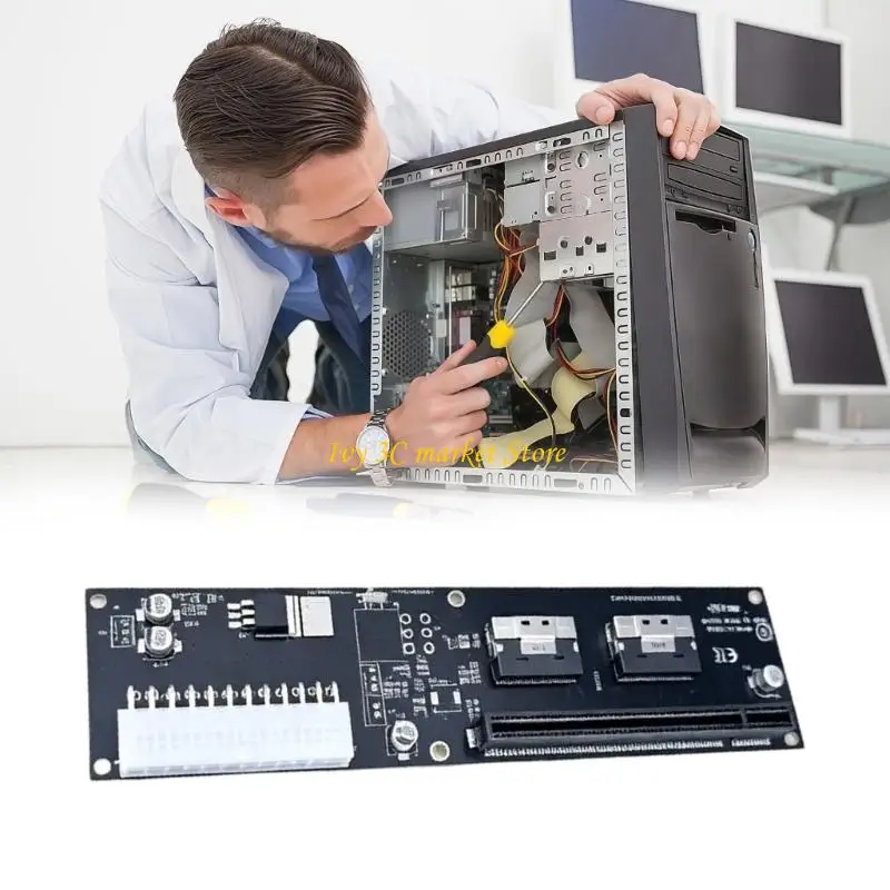 D7YC PCIe x16 to 2-Port SFF-8654 8i Adapter Card, Open-Board Connection Card for Internal Hardware Expansion and Board Layout in