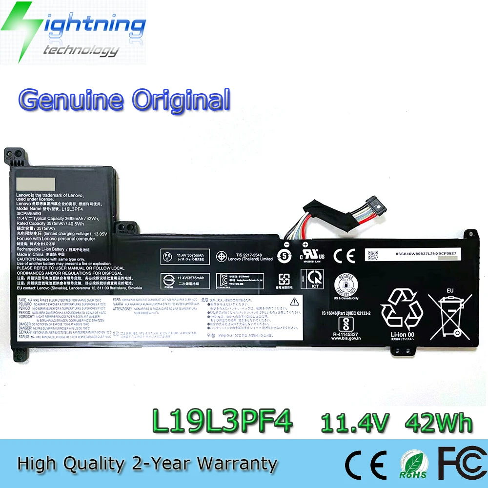 New Genuine Original L19L3PF4 11.4V 42Wh Laptop Battery for Lenovo Ideapad 3-17IML05 3-17ADA05 V17-IIL L19C3PF6 5B10W89839