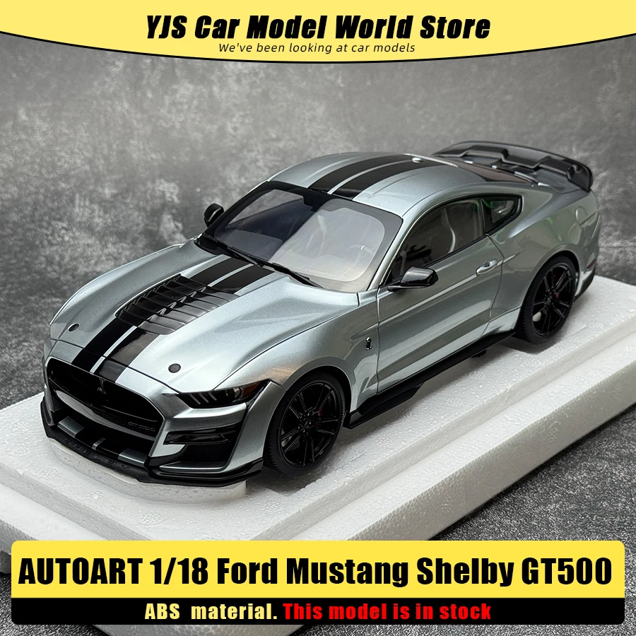 

AUTOART Новый Ford Mustang Shelby GT500 в масштабе 1/18, белый, серебристый, модель спортивного автомобиля, статическая коллекция, праздничный подарок 73097