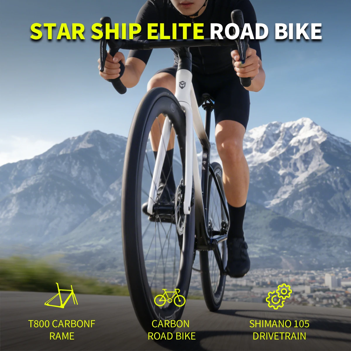 

SAVA 2026 New Starship Luxury Carbon Road Bike, Aero Frame, Shimano 105 R7120 24S Hydraulic Disc Brake Adult Racing Bicycle