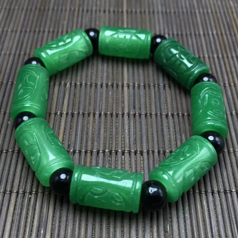 Dry green turtle shell bracelet, emerald iron dragon raw money turtle, tiger eye stone, meteorite, rich Jiatian bracelet.