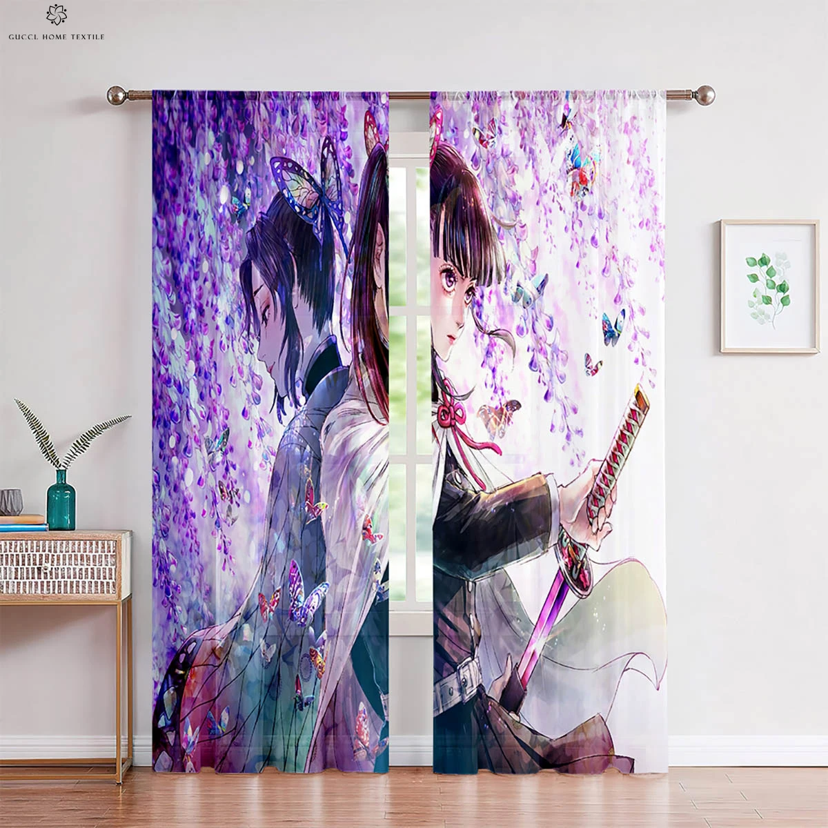 Japanese Comic Printed Curtains, Animation Hot Blood, Suitable for Bedroom, Living Room, Kitchen, Study, Window Decoration