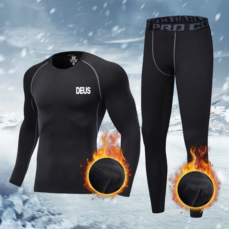 Winter Men Thermal Underwear Set DEUS EX MACHINA Motorcycle Skiing Base Layer Warm Running Shirts Bottom Ski Underwear Suit MTB