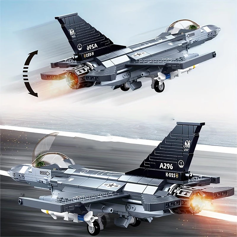 521pcs Military Series Fighter Plane Assembly Building Blocks Model Children\'s Educational Toys For Christmas Gifts