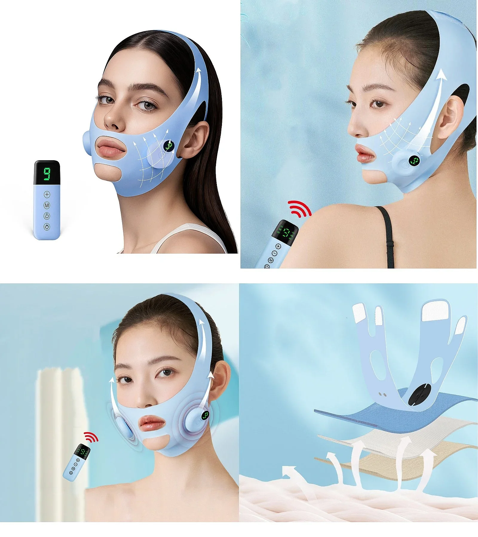 Microcurrent V-Line Lifting Massager Jaw Exerciser Double Chin Reducer Belt
