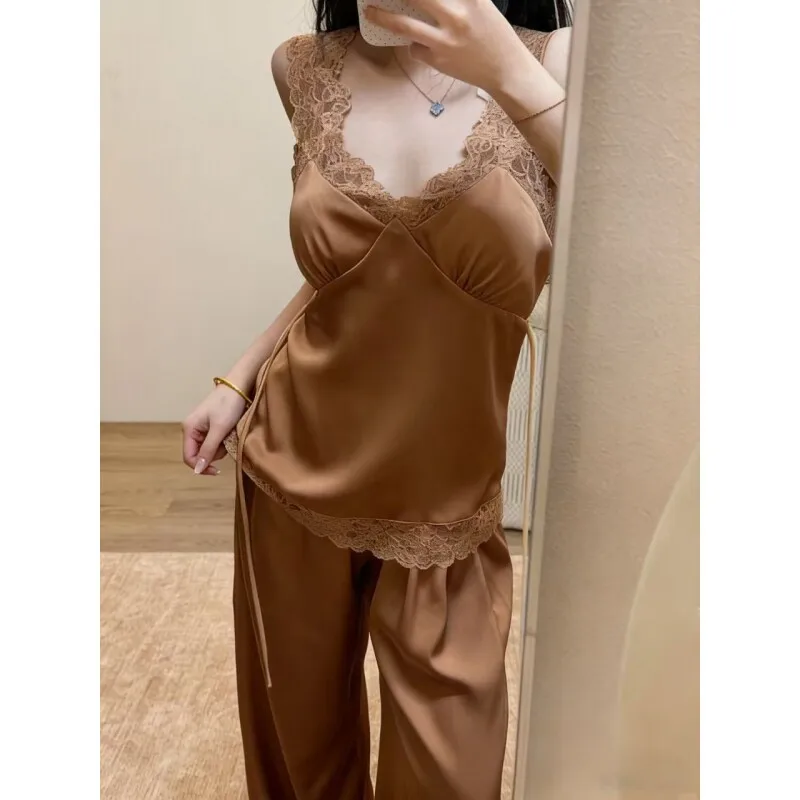 Pure Desire, Light Luxury, Lace and Lace Sleepwear, Women's Spring and Summer, High-end Temperament, Can Be Worn as Outerwear,
