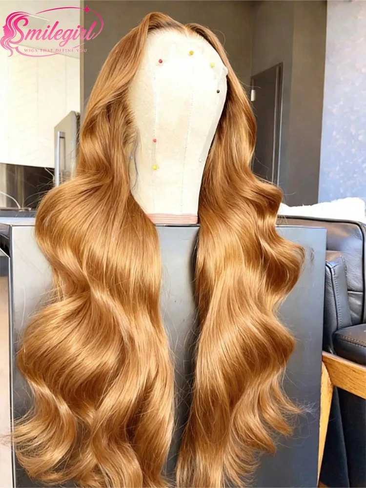 30 Inch Honey Blonde Wig Human Hair 13x6 Body Wave Lace Front Wigs Human Hair 220 Density HD Lace Frontal Wigs Pre Plucked 27# Honey Blonde Wig for Women