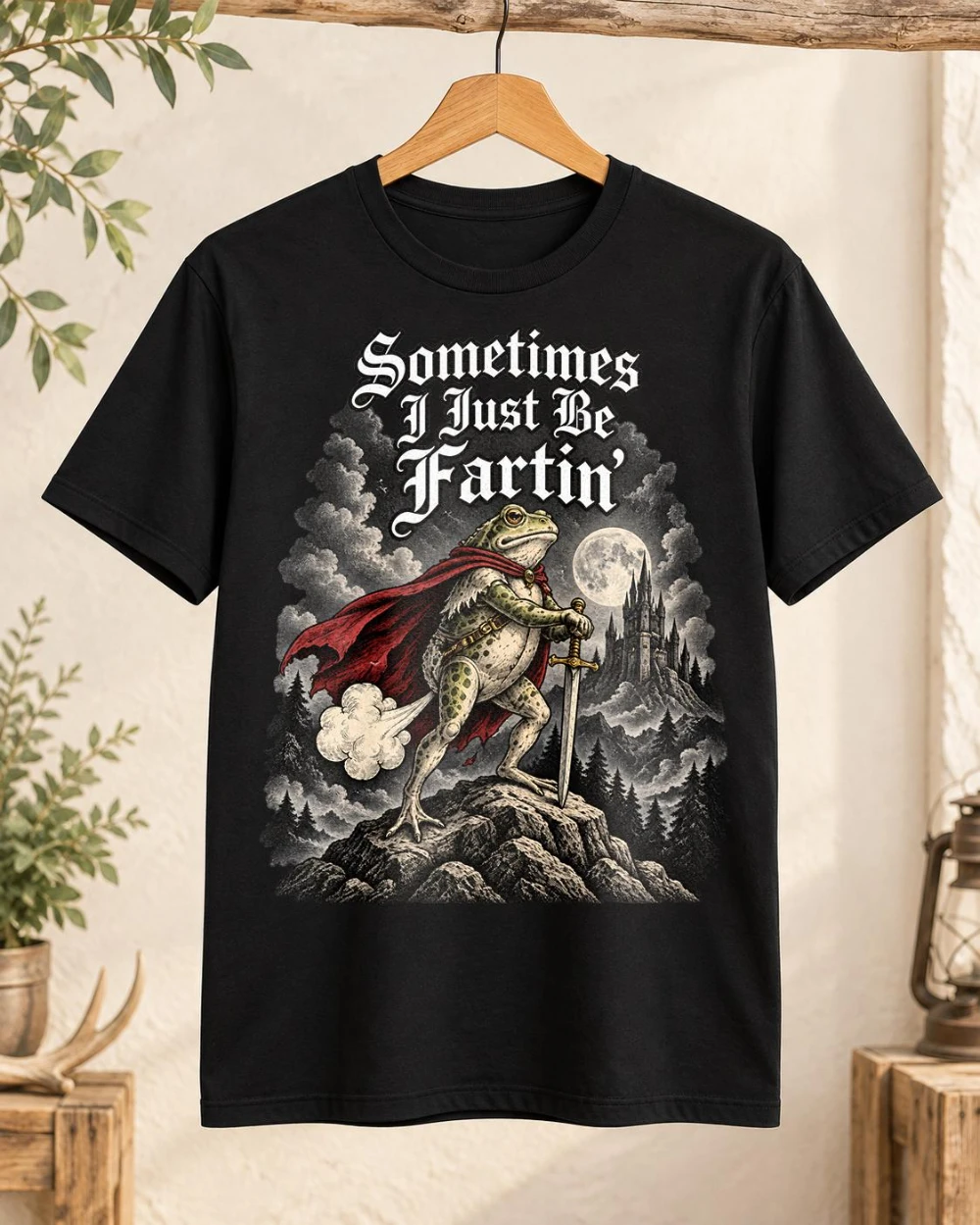 Sometimes I Just Fart Frog T-shirts, Interesting Medieval Frog Fart T-shirts, Interesting Streetwear Printed T-shirts