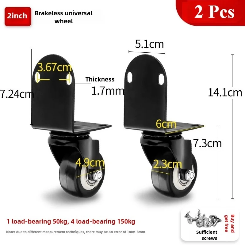 2 Stück 1,5/2 Zoll L-förmige Halterung Seitenmontage-Lenkrollen, Möbelrollen, für Kinderbetten, Blumenständer, Schreibtische, Trolleys, Schränke – Detail 10