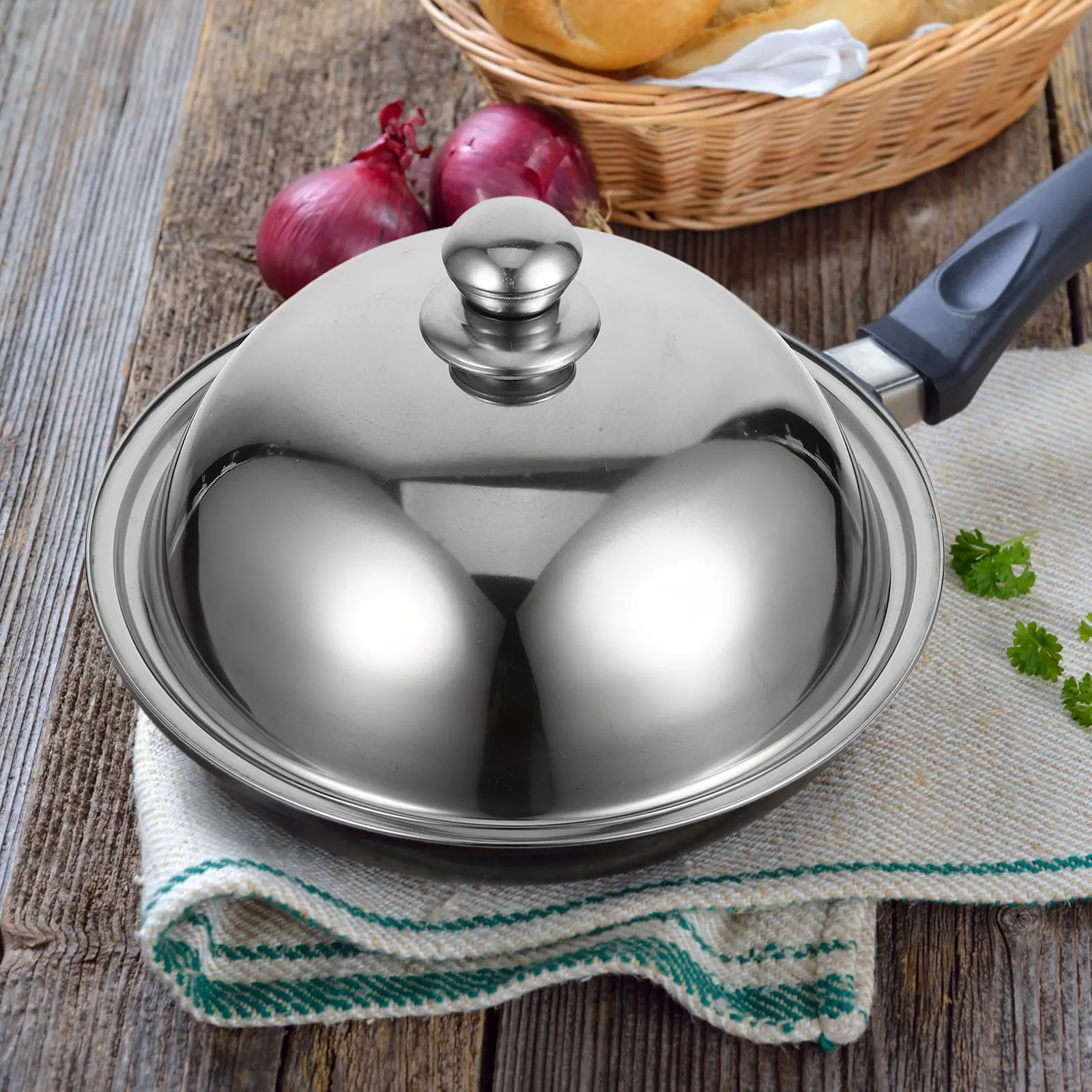 Heavy Duty Stainless Steel Pot Cover Round Leak Proof Steam Retaining Lid with Comfort Grip Handle for Pots Pans Saucepan Frying