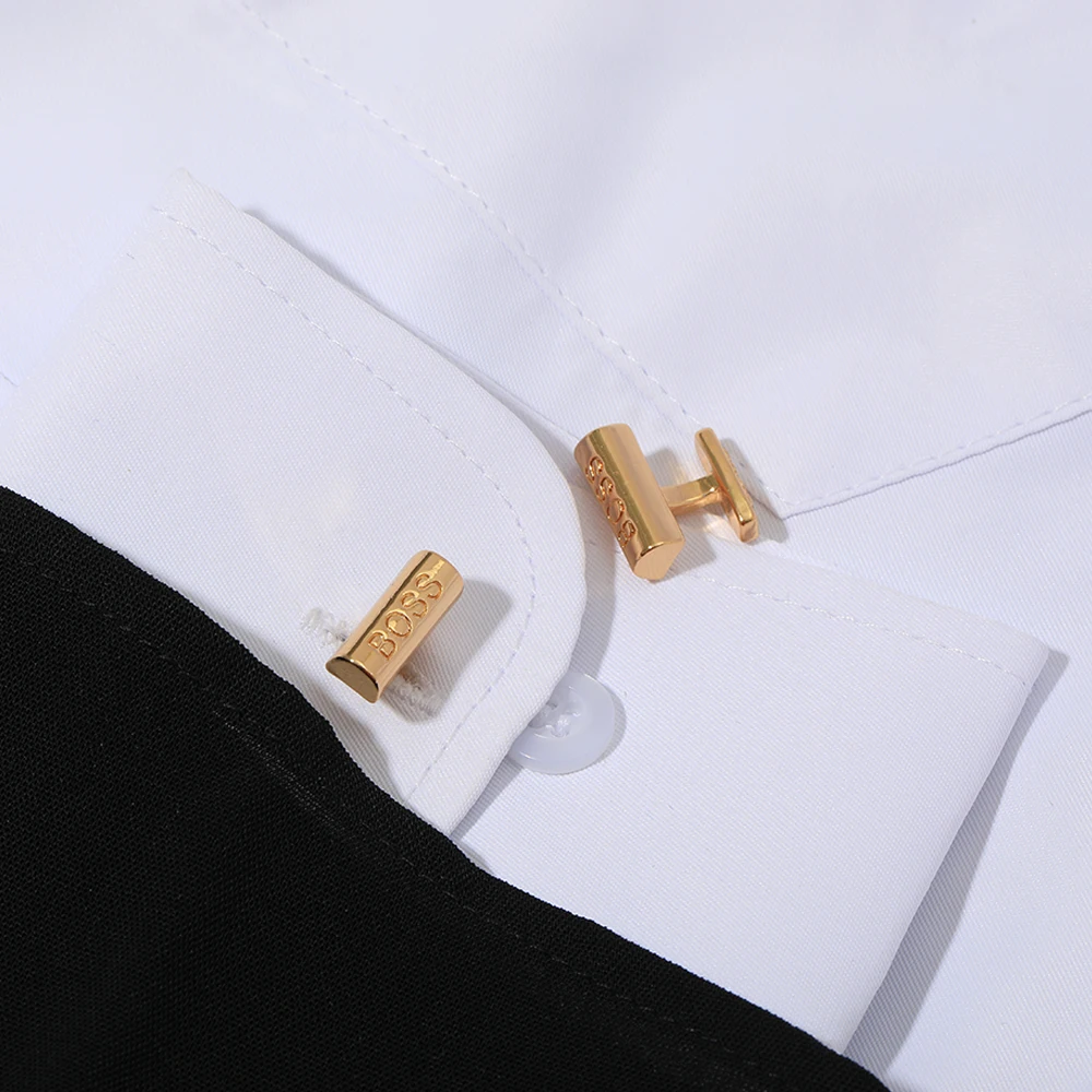 2 Pcs Gold Color Boss Mens Cufflinks Cheap Items With Free Shipping Sleeve Button