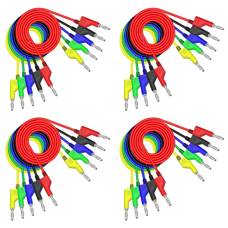 

L53A-20PCS Stackable Banana To Banana Plug Test Leads Soft Electrical Test Cable Wire 3.3Ft/1M For Multimeter 1000V 15A