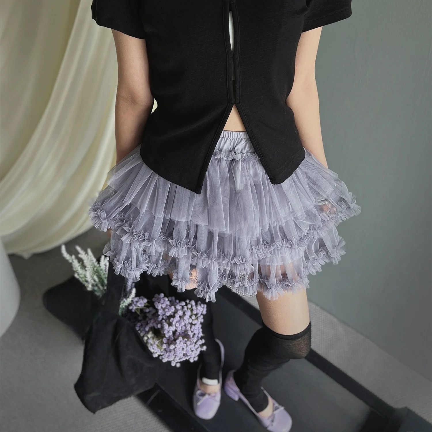 

Women's Summer f Skirt Gathered Puffy Elastic Waist Vintage Sle Ci Commute High Waist Cake Skirt Wooden Trim