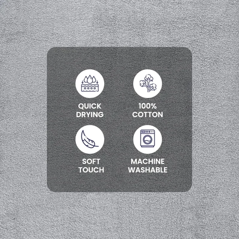 طقم مناشف مكون من 10 قطع مع نعومة ومتانة مطورة، رمادي