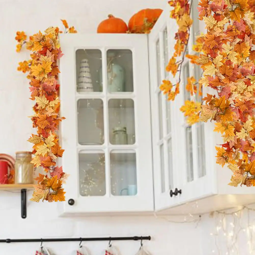 100/175CM Artificial Maple Leaf Garland Fall Thanksgiving Day Harvest Festival Autumn Mantle Porch Home Decoration