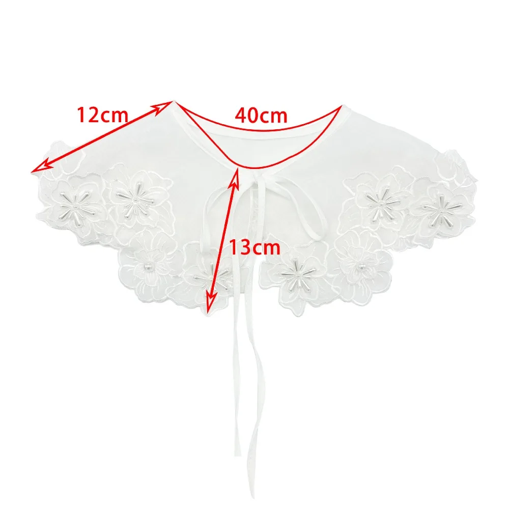 New Organza Embroidery Women\'s Lace Collar White Clothing Accessories Dress Blouse Decor Lace Up Shawl Fake Collar Collar