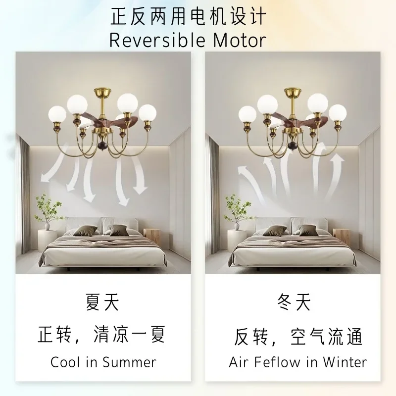 Large wind ceiling fan American fan with light log living room dining room high sense