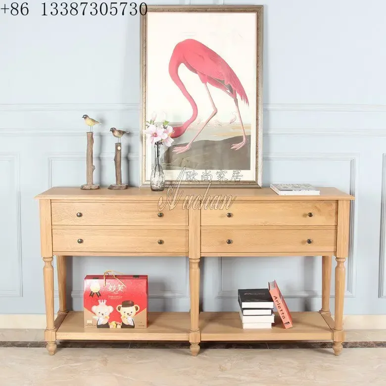 Solid wood antique furniture, French American country foyer, living room, porch cabinet, bucket cabinet, sofa side table back
