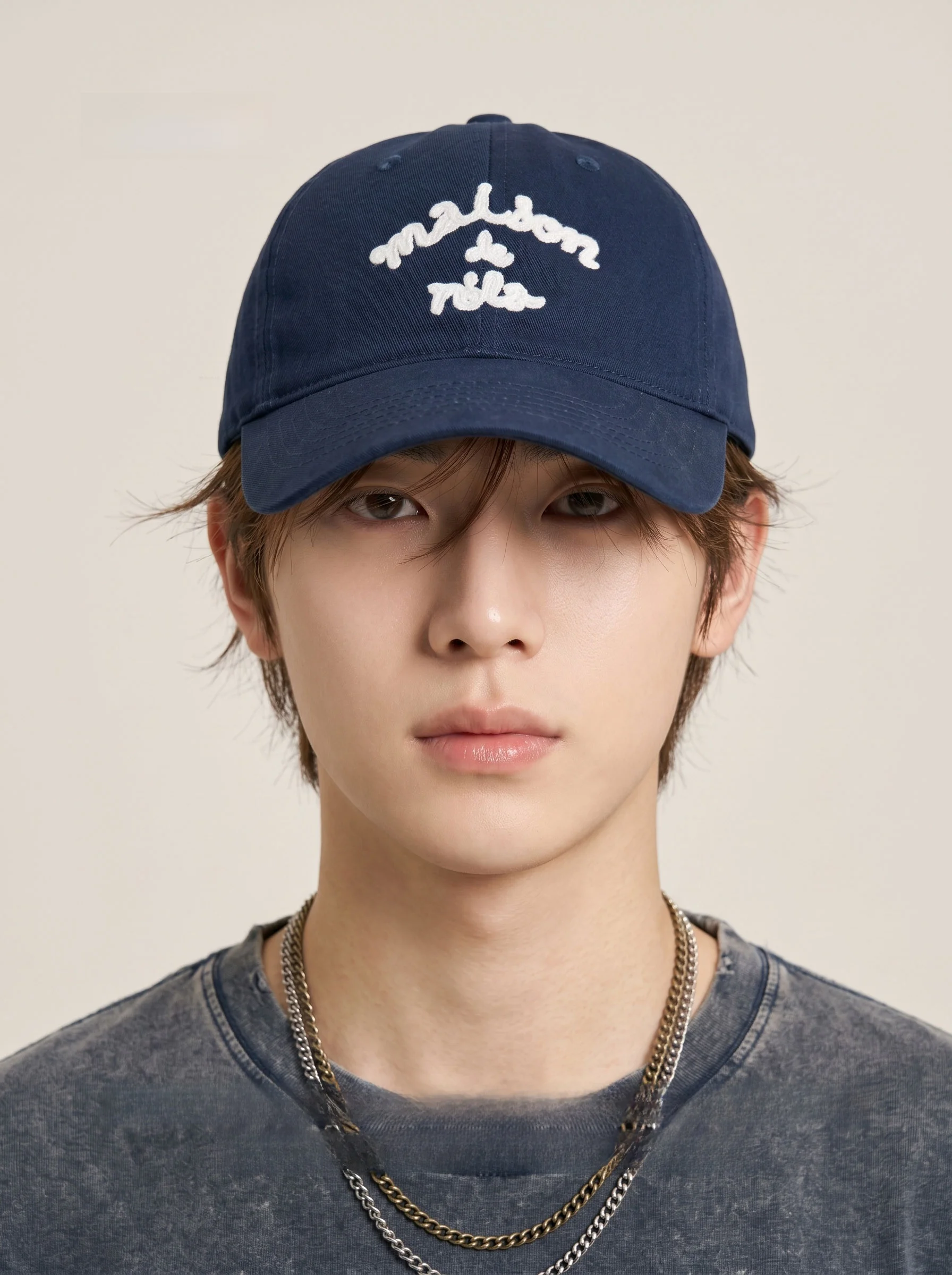 Korean Version Letter Embroidery Baseball Cap Men's Face Slimming American Fashion Versatile Casual Duckbill Hat Polyester Fiber