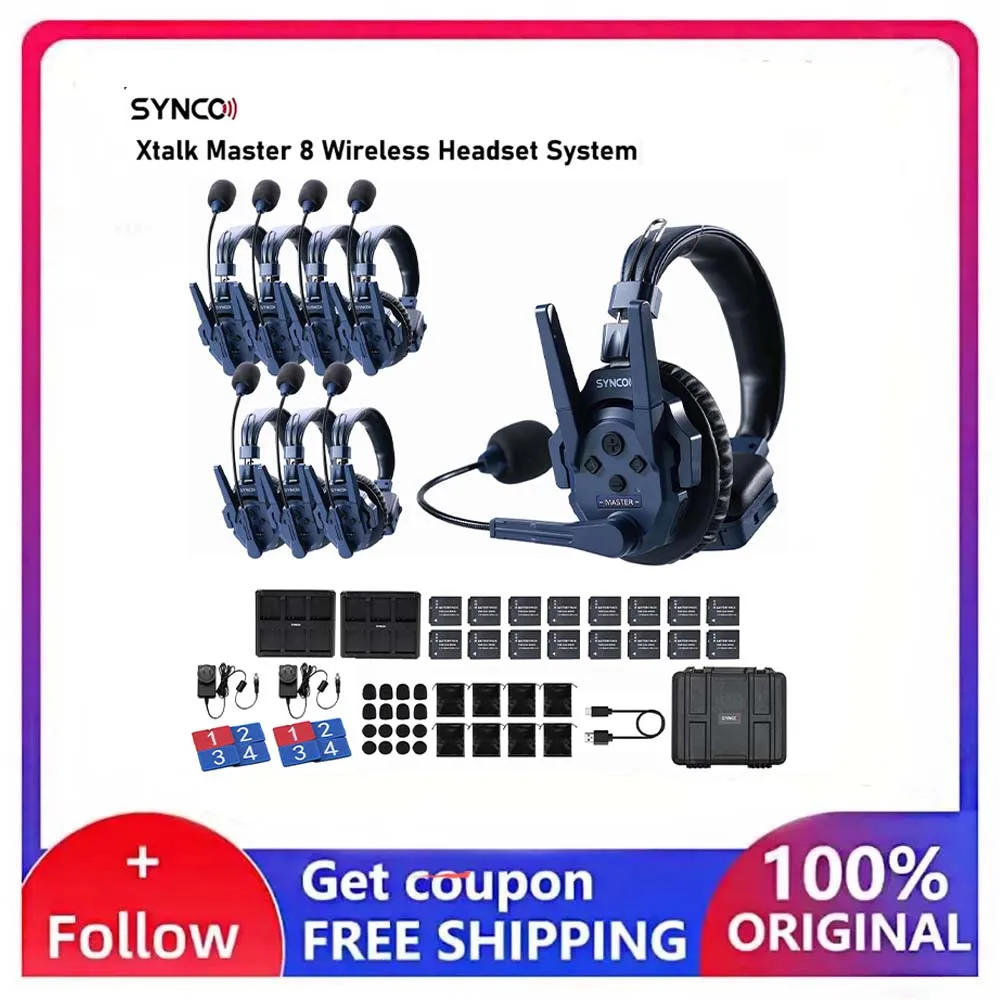 

SYNCO Xtalk Master4 / Master8 2.4G Full-Duplex Wireless Intercom Headset System for Live Show Stage Performance Movie Shooting