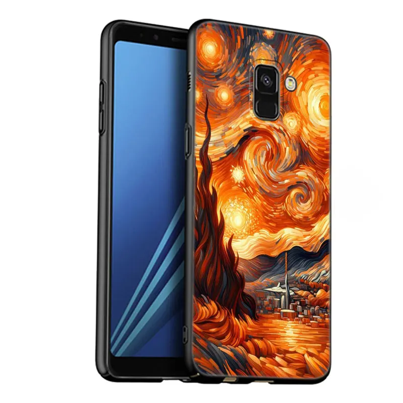 Starry Night Art Van Gogh Black Phone Case For Samsung Galaxy A01 A03 Core A04 A10 E A02 A20 A21 A30 A50 S A6 A8 Plus A7 A9 2018