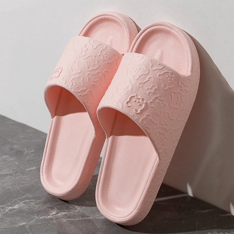 Summer Slippers Bathroom Platform Non-Slip Home Bear Cartoon Flip Flops Beach Women Slipper Sandals Slides Indoor Outdoor Shoes