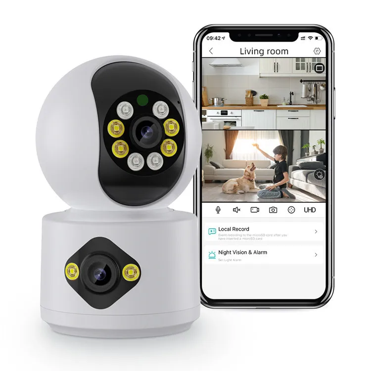 4MP iCsee APP Dual Lens Video Linkage Full Color IP Dome Camera AI Humanoid Detection Home Security CCTV Baby Monitor