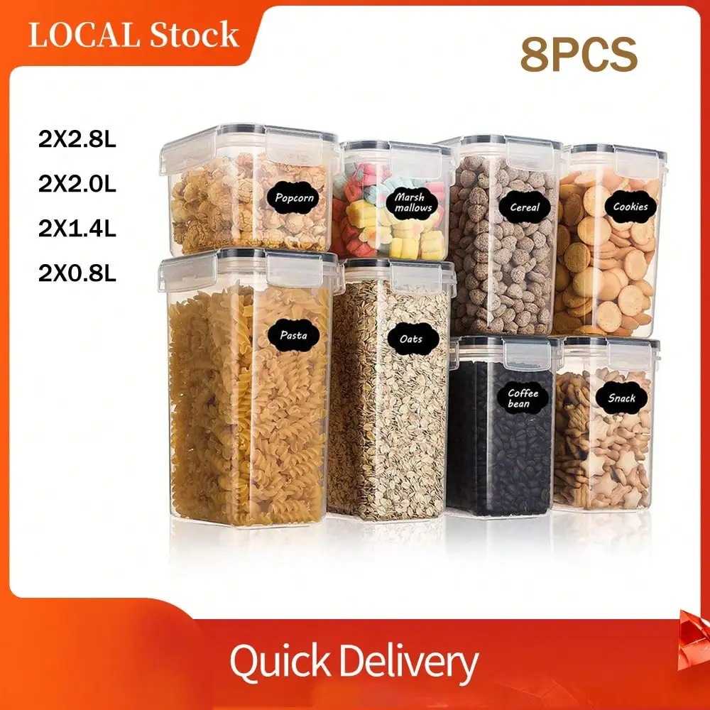 

8pcs/Set Kitchen Plastic Sealed Storage Container, Candy Grain Pp Plastic Canister