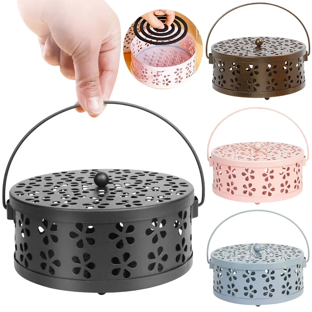 Portable Mosquito Coil Tray Holder Anti-fire Sandalwood Incense Burner Box Cover Anti-Mosquito Supplies Home Insect Repellent