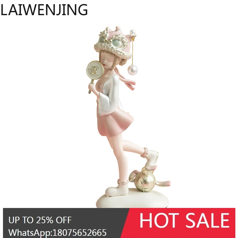 lion dance tabletop ornament Chinese style Hanfu pearl girl high-end gift