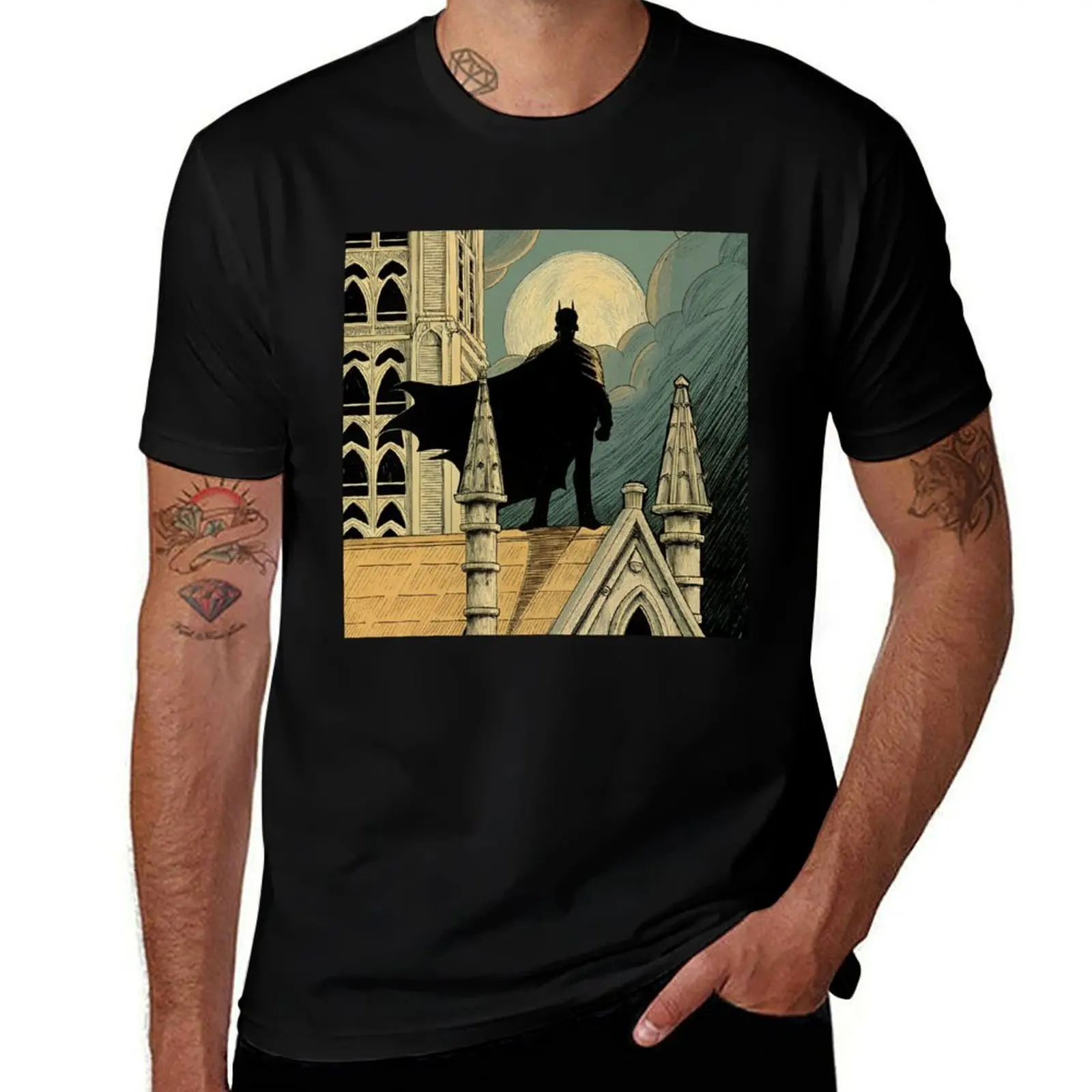 

Gotham Sentinel T-Shirt cotton graphic tees oversized Aesthetic clothing summer tops plain white t shirts men