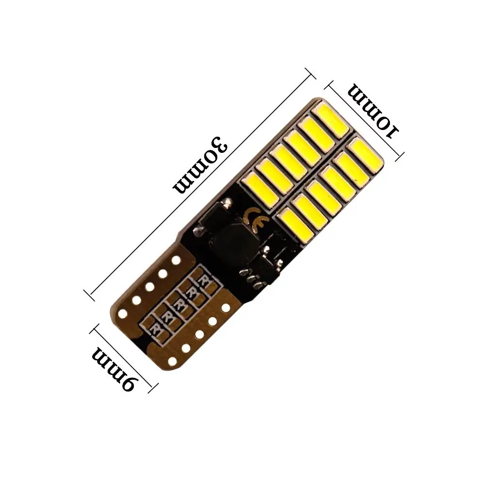 

100pcs Car styling T10 Canbus 220MA Constant 24 SMD 4014 LED NO Error W5W 24SMD 501 Clearance light Ice blue Green Pink 7 colors