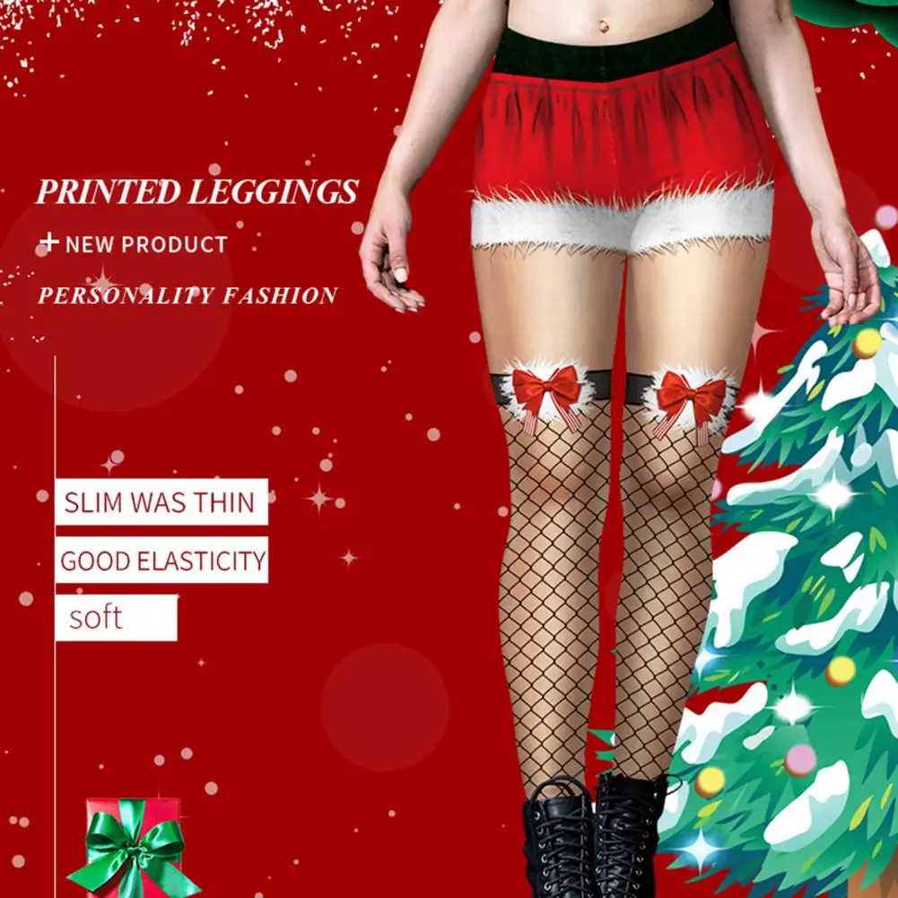 Women Pants 3d Printed Stockings Women’s High-waisted Leggings with Fake Shorts Suspenders 3d Fishnet Print Tights Bow