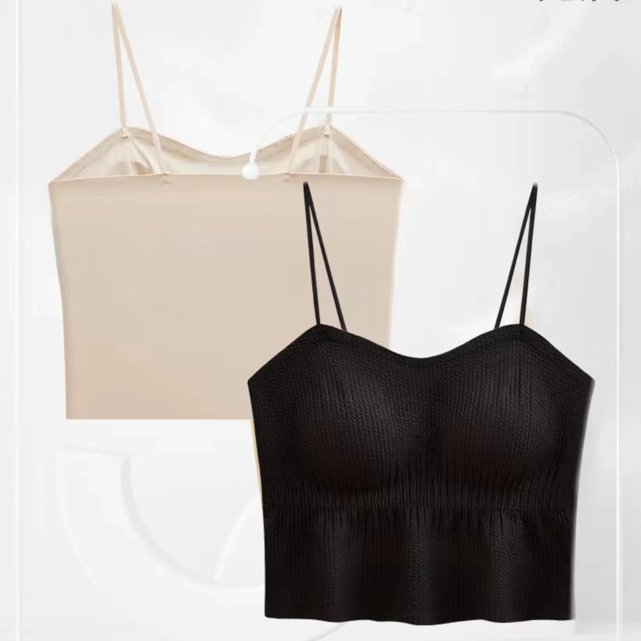 Camisole courte en dentelle douce pour femmes, bretelles spaghetti en Y, camisoles rembourrées pour filles, fines et sexy