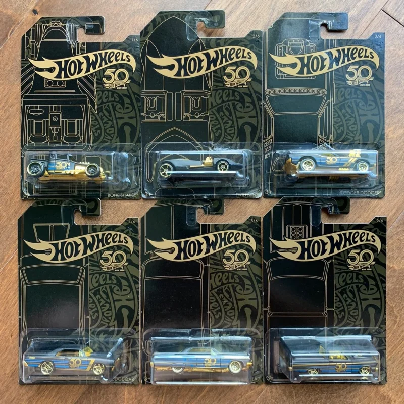 

Hot Wheels 50Th Anniversary Black & Gold Set Die-Cast Cars Rodger Dodger 68 Dodge Dart 1/64 Diecast Model Cars Toys