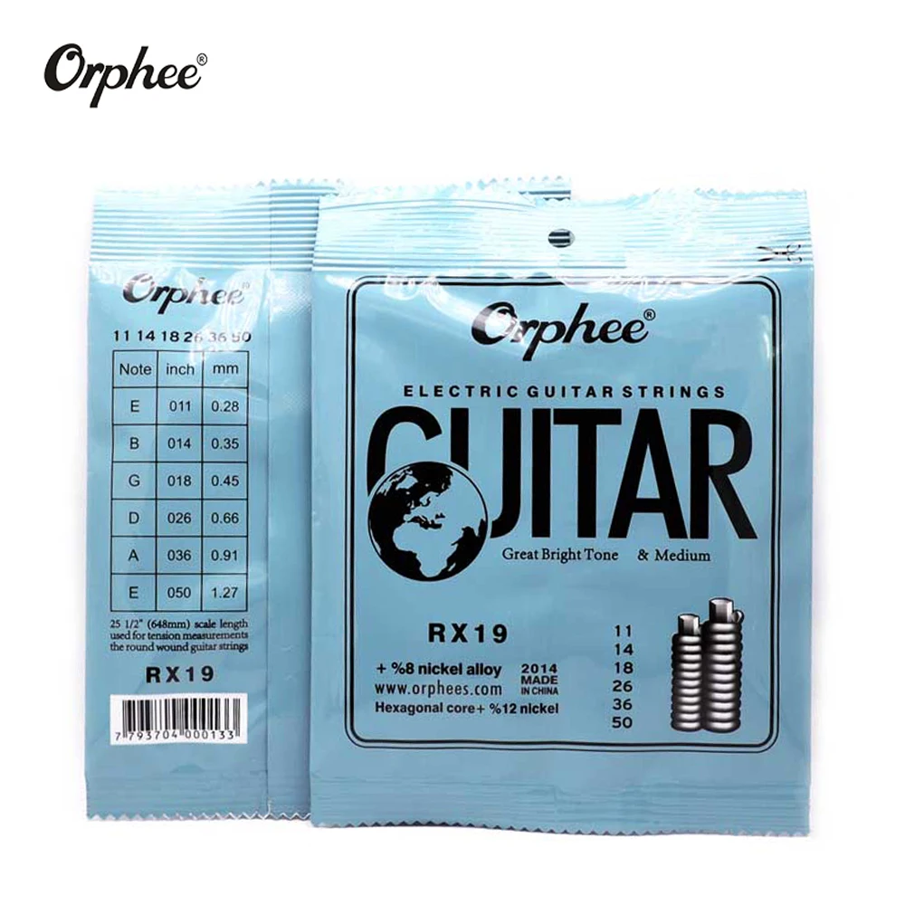 Stage-Ready Guitar Strings 6 String Set Orphee Rx19 Strings (11-50) 1-Pack - Bright, Clean Electric Guitar Tone Slim Profile